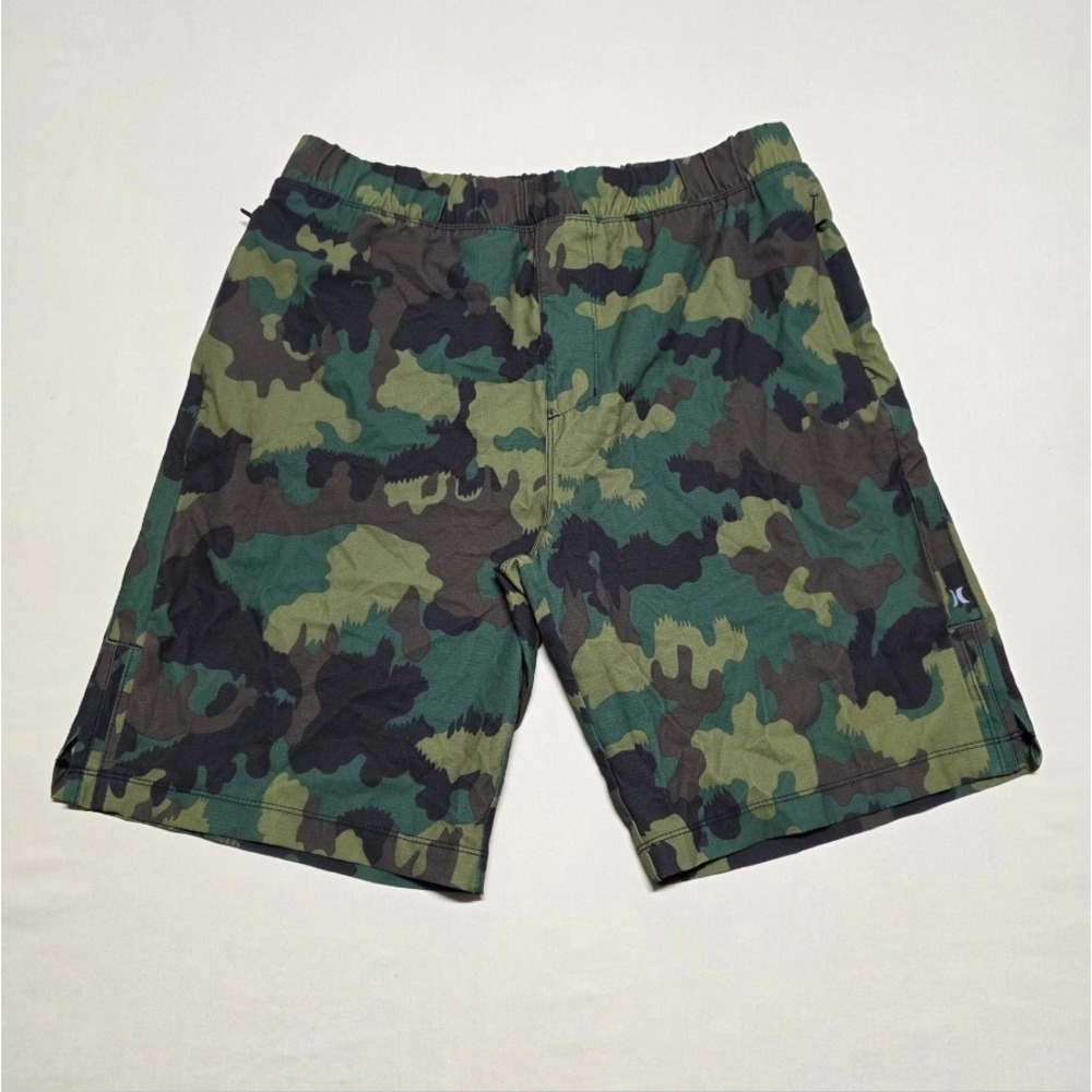Hurley Men Hybrid Board Shorts Size Medium Green Camouflage Ripstop Linerless